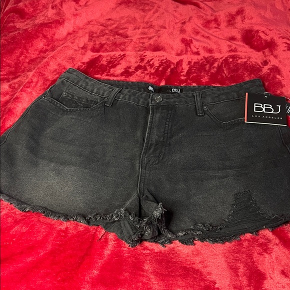 BBJ Los Angeles Pants - BBJ Los Angeles Charcoal Frayed Jean Shorts